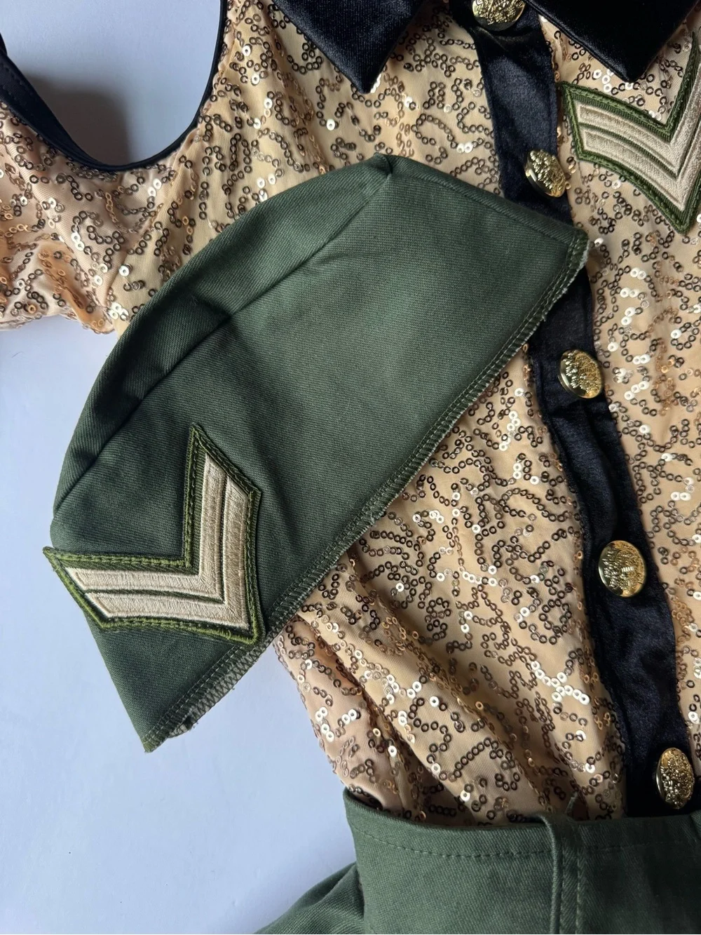 Weissman Mighty Wings LC Military Dance Costume Gold Sequin Green